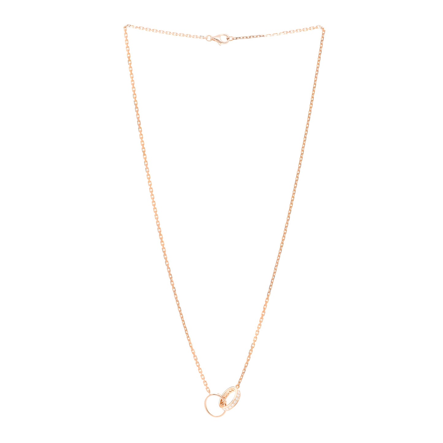 18K Pink Gold Diamond Interlocking LOVE Necklace