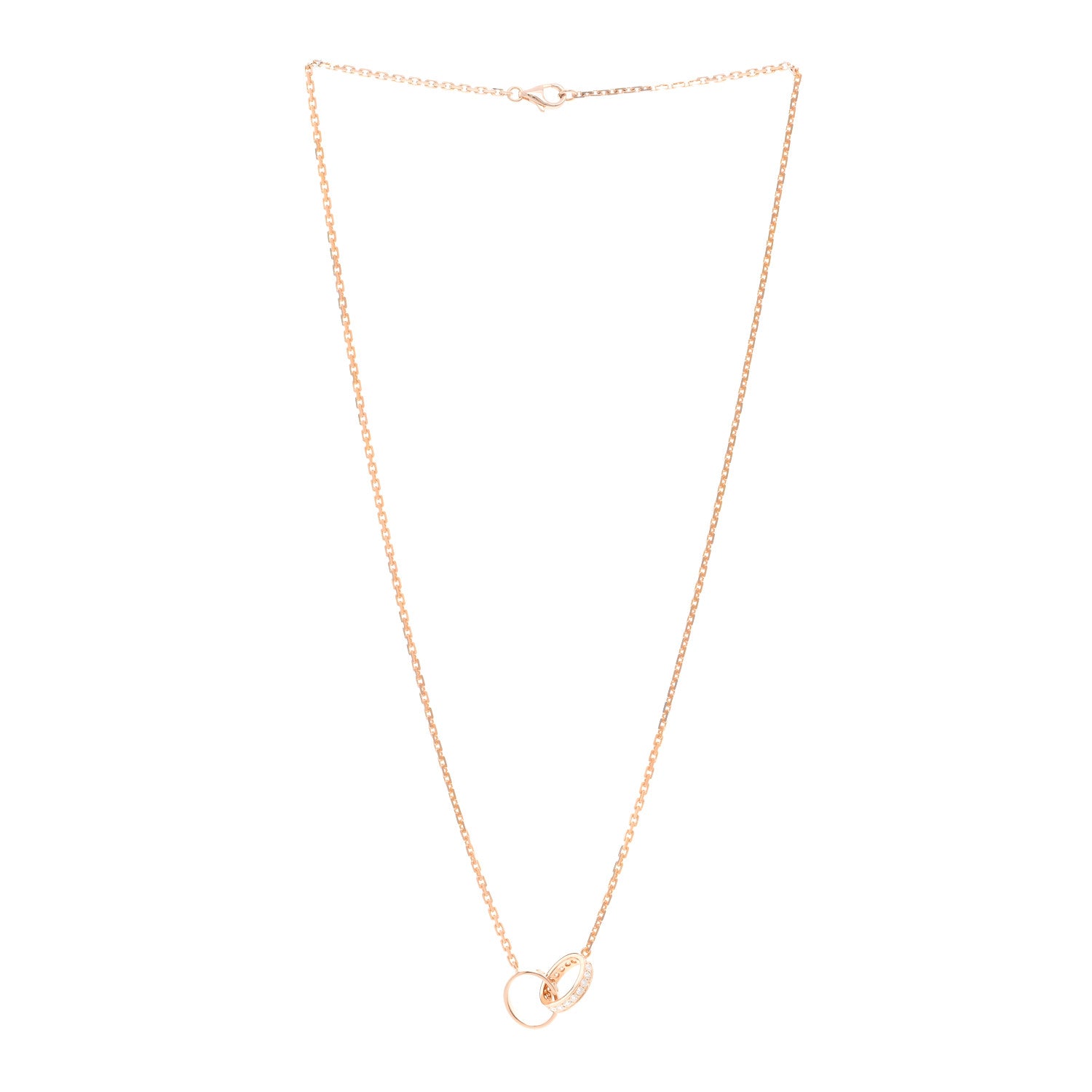 Cartier 18K Pink Gold Diamond Interlocking LOVE Necklace 3 of 6