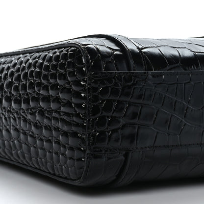 Balenciaga Shiny Calfskin Logo Crocodile Embossed XXS Everyday Tote Black 7 of 8