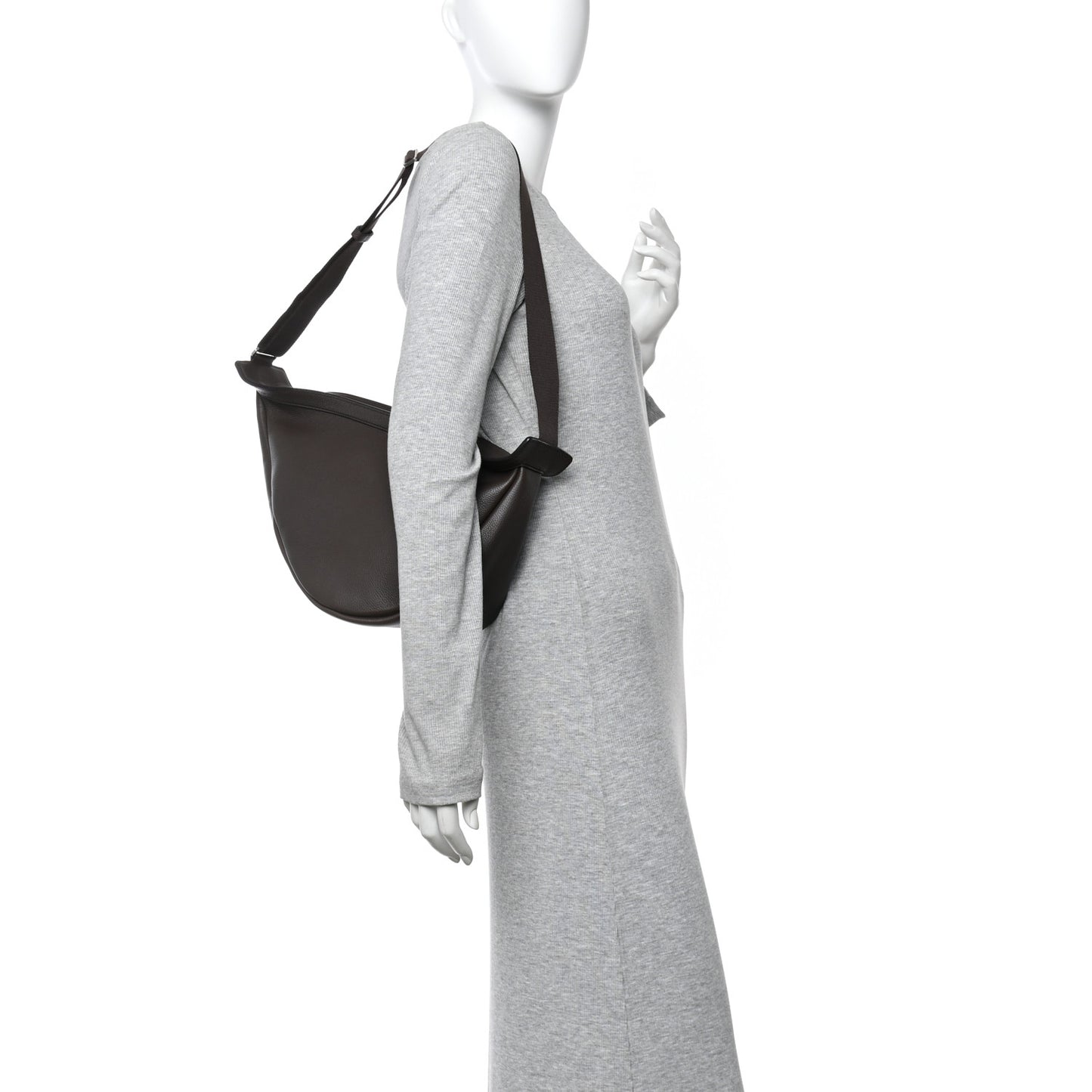 Grained Calfskin Large Slouchy Banana Bag Brunette