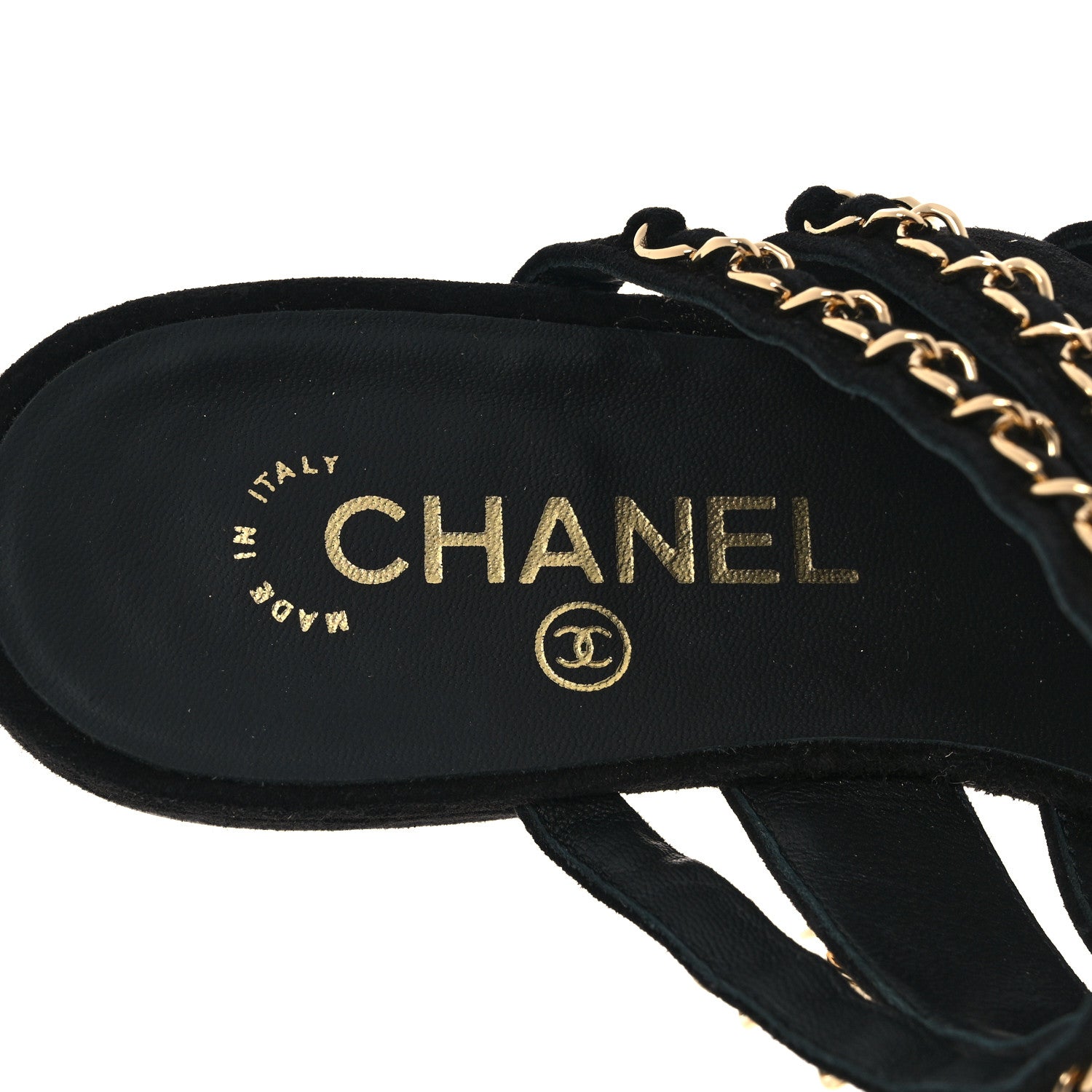 Chanel Suede Chain Mule Sandals 37 Black 7 of 8