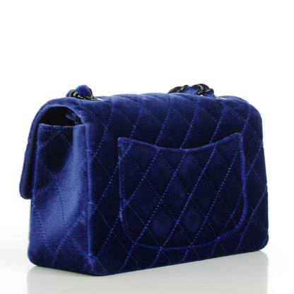 Chanel Velvet Quilted Mini Rectangular Flap Blue 3 of 8