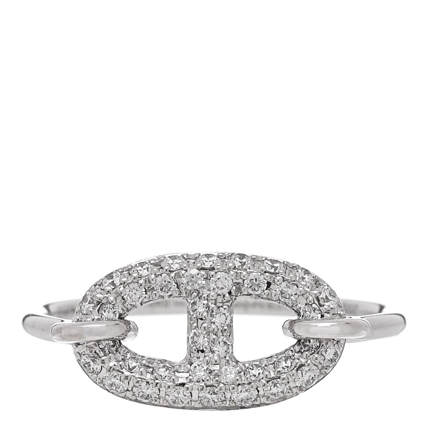Hermes 18K White Gold Diamond New Farandole Ring 53 6.5 1 of 5