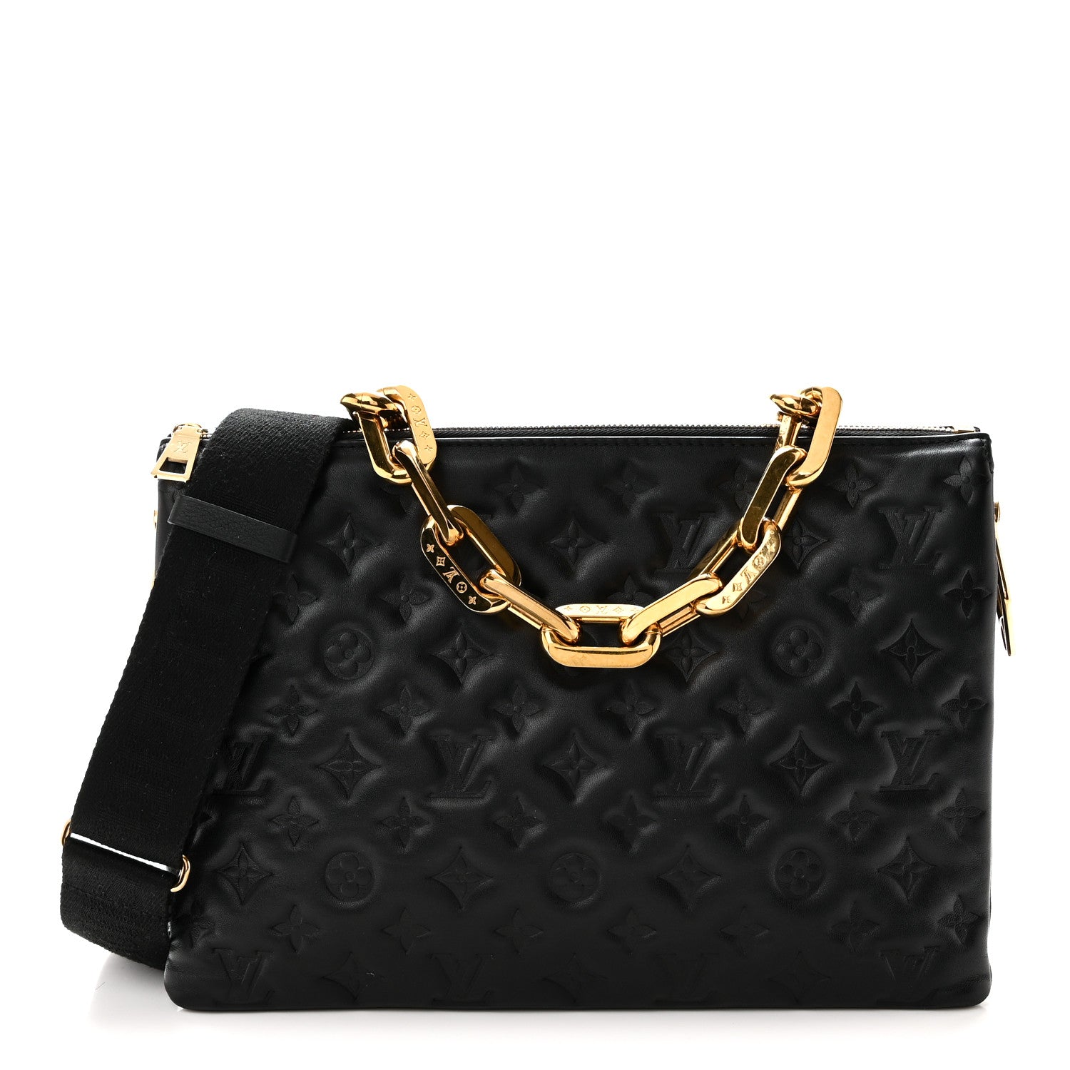 Louis Vuitton Lambskin Embossed Monogram Coussin MM Black 1 of 9