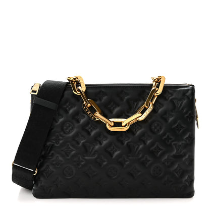 Louis Vuitton Lambskin Embossed Monogram Coussin MM Black 1 of 9