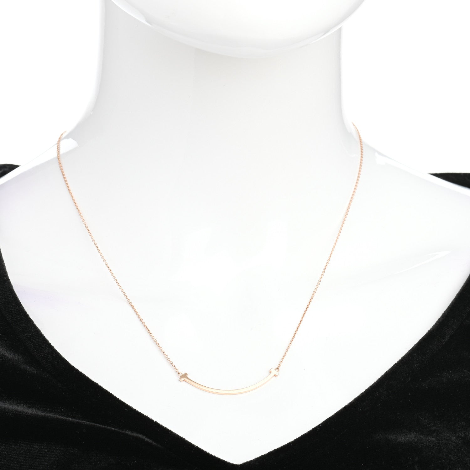 Tiffany 18K Yellow Gold Small T Smile Pendant Necklace 2 of 4