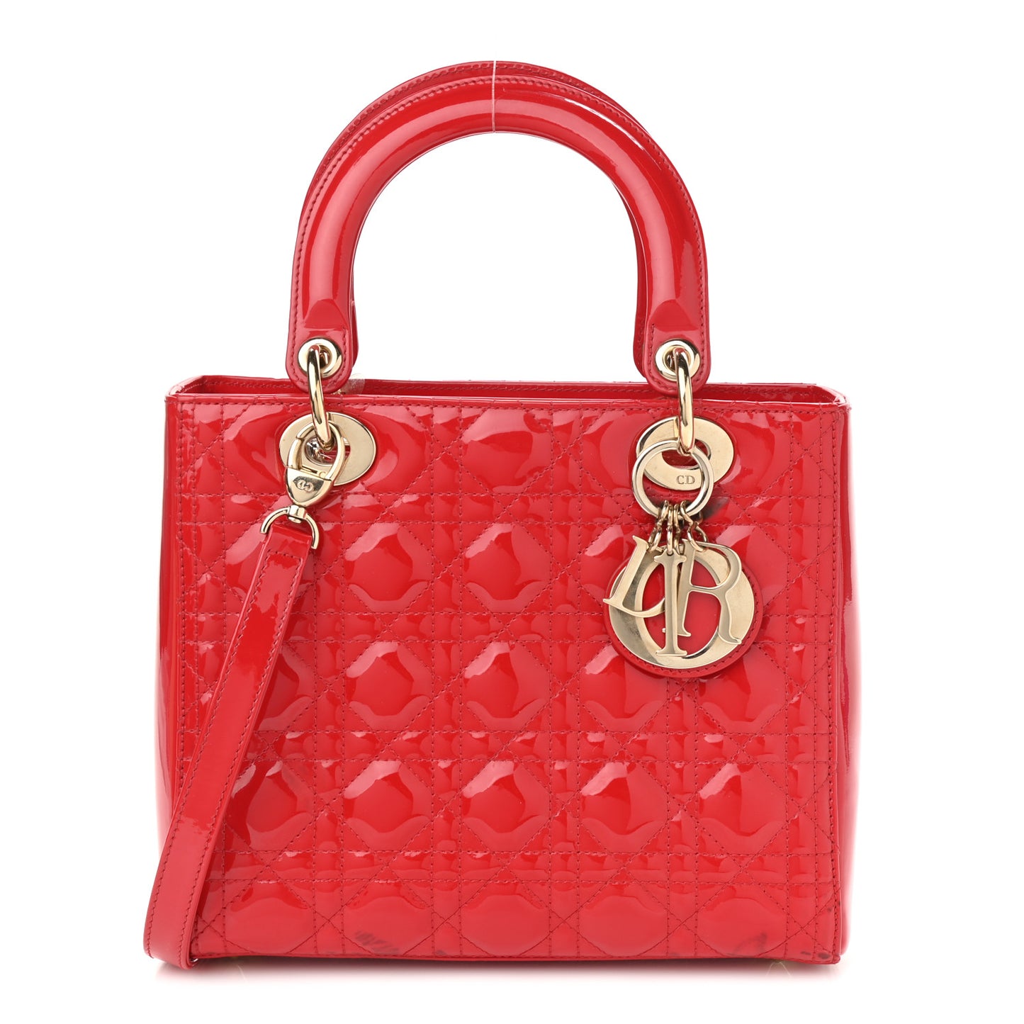 Patent Cannage Medium Lady Dior Red