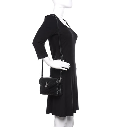 Saint Laurent Calfskin Y Quilted Monogram Toy Loulou Crossbody Bag Black 2 of 10
