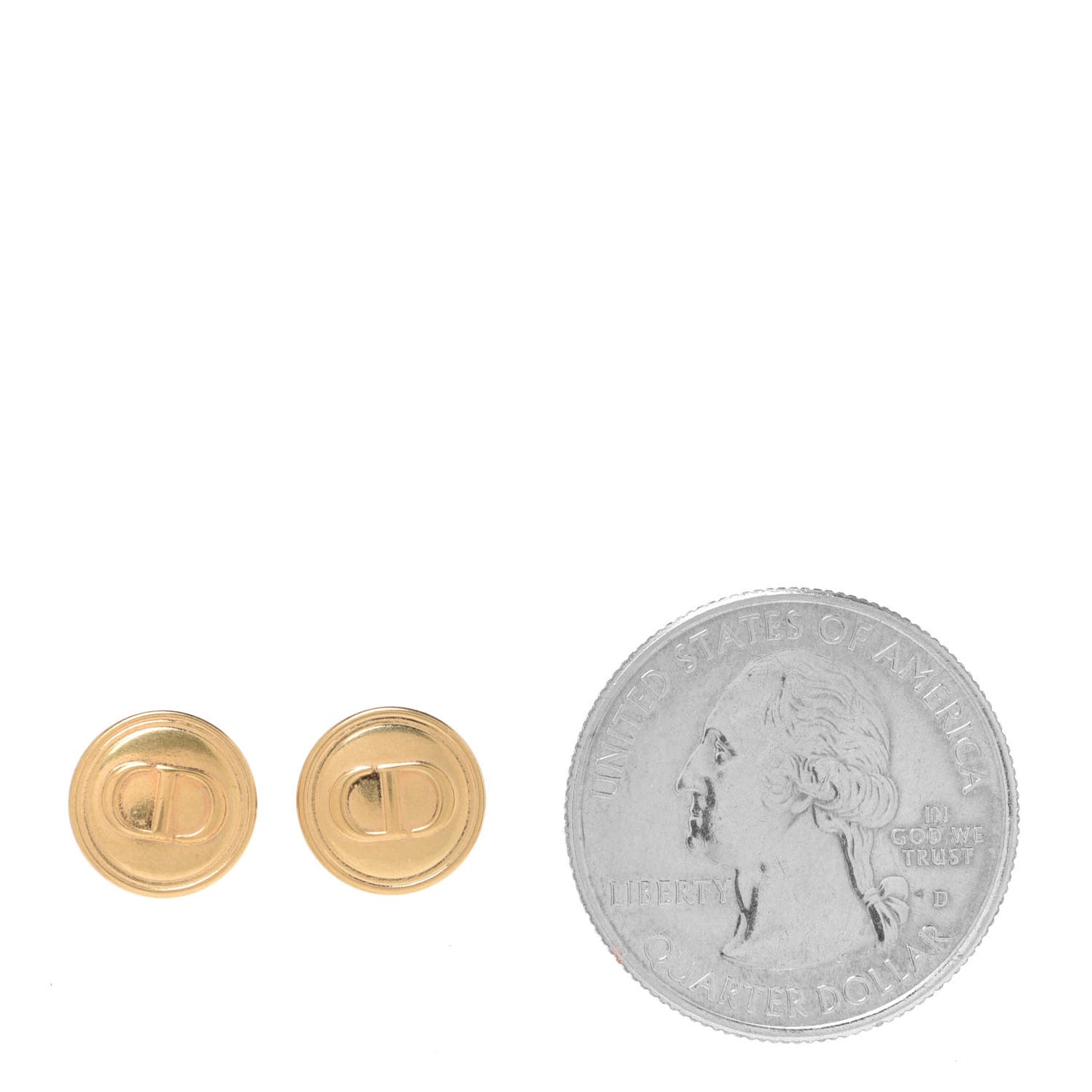 Metal CD Stud Earrings Gold