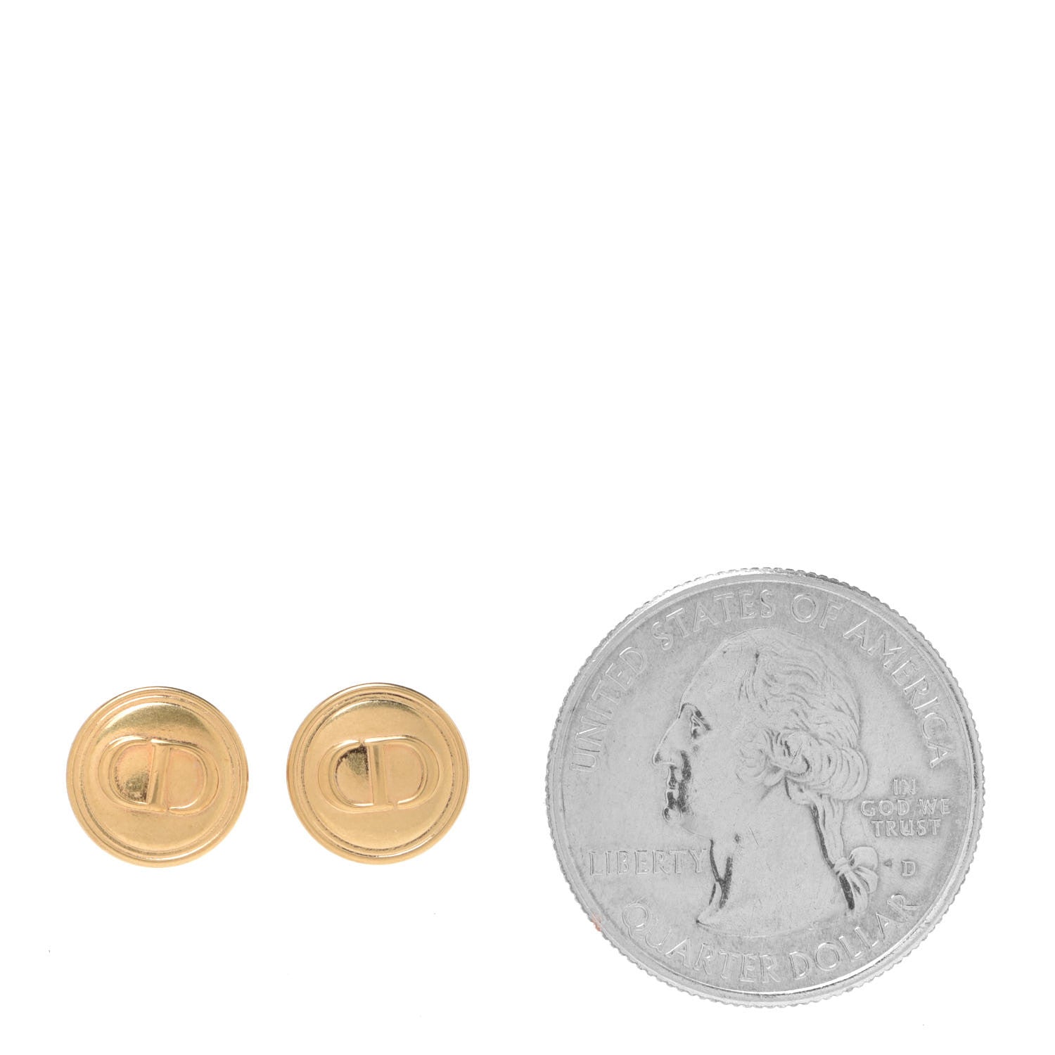 Christian Dior Metal CD Stud Earrings Gold 2 of 4