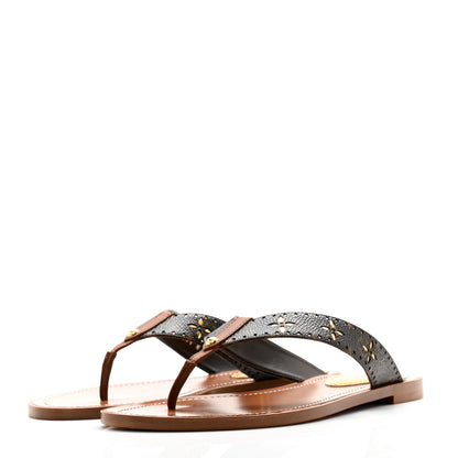 Louis Vuitton Monogram Sunny Flat Thong Sandals 38.5 Brown 3 of 10