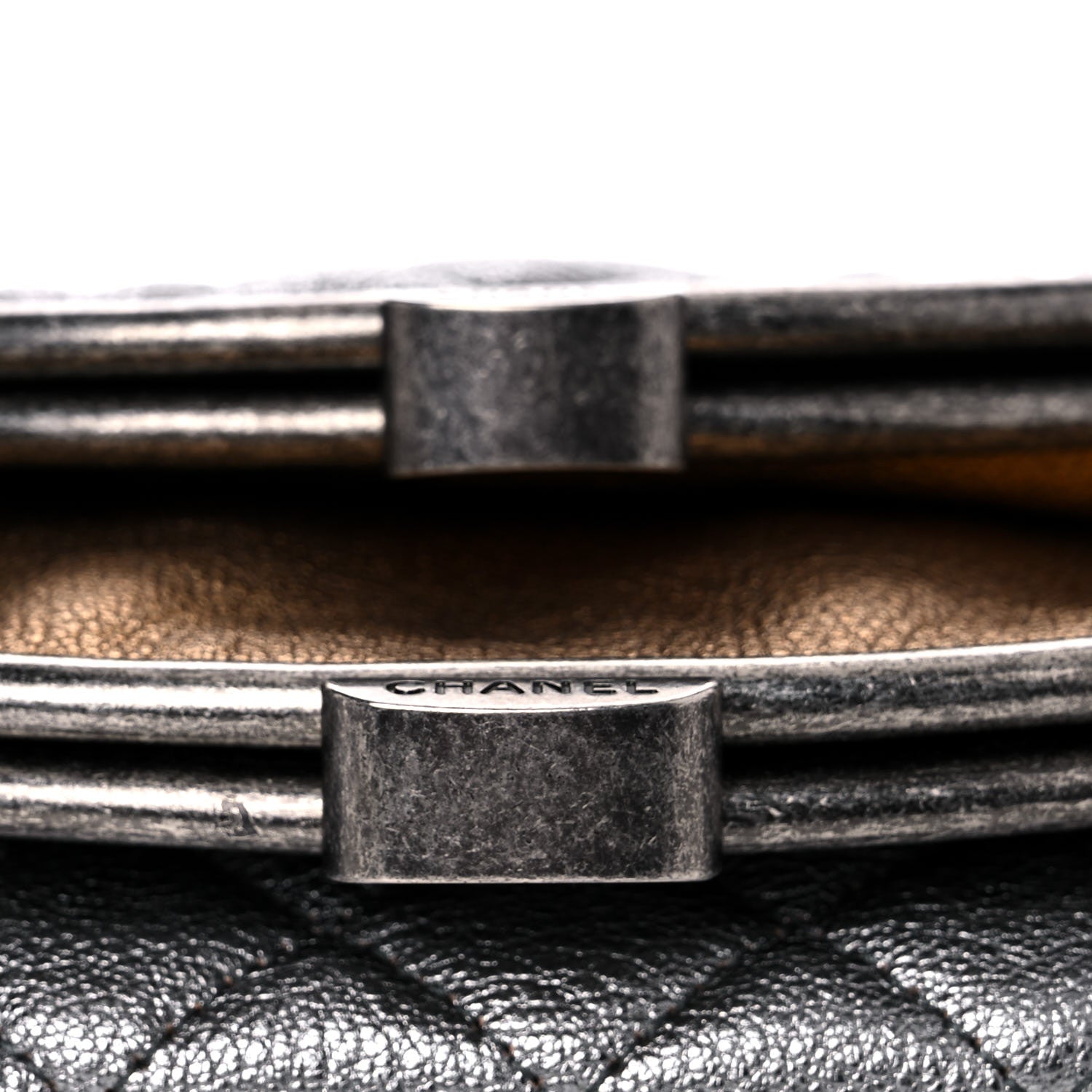 Chanel Metallic Goatskin Quilted Frame Clasp Flap Clutch Silver Gold 11 of 11