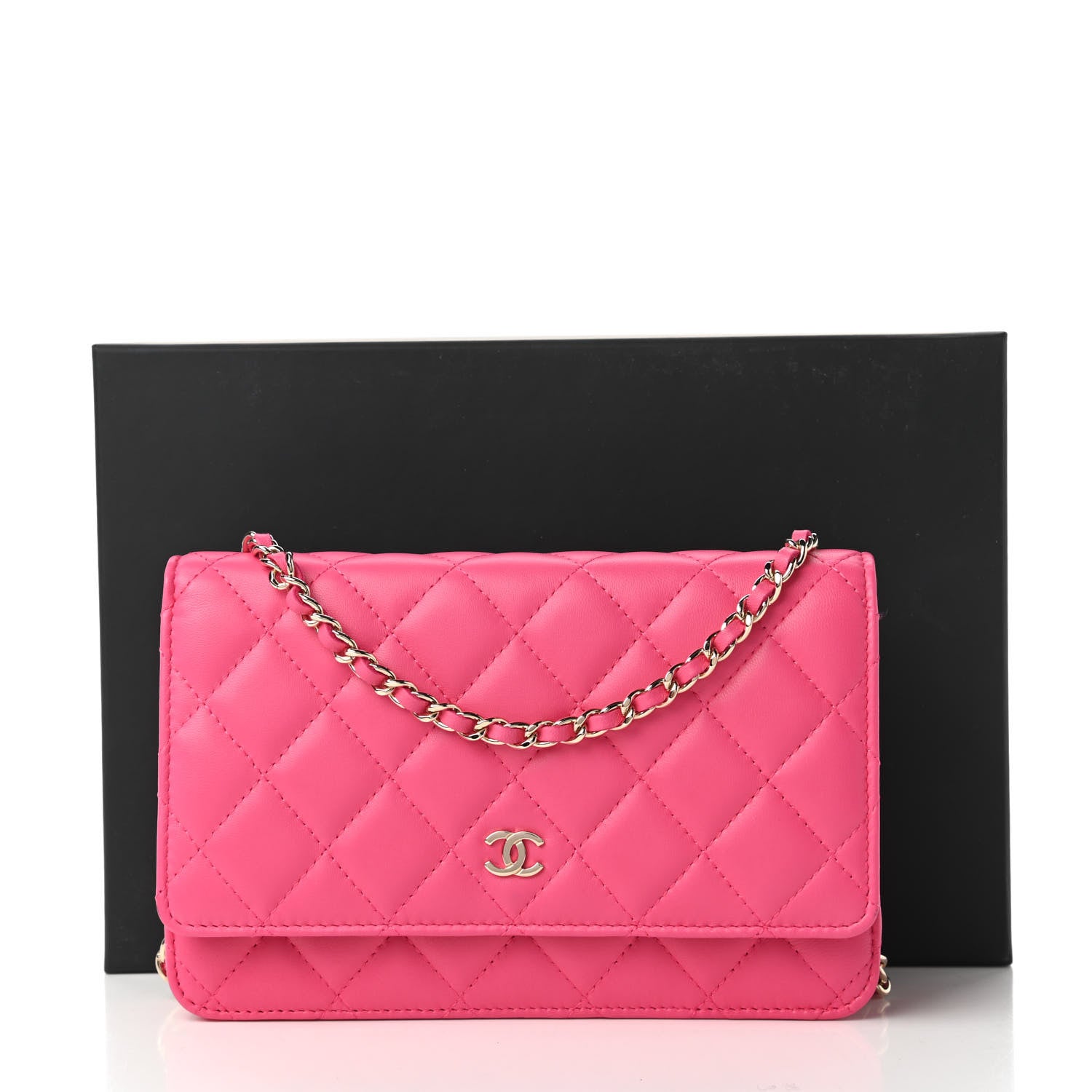 Chanel Lambskin Quilted Wallet On Chain WOC Pink 12 of 12