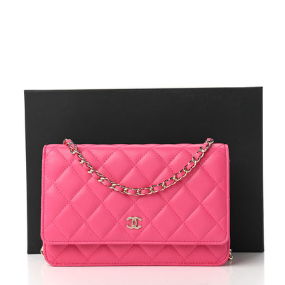Chanel Lambskin Quilted Wallet On Chain WOC Pink 12 of 12