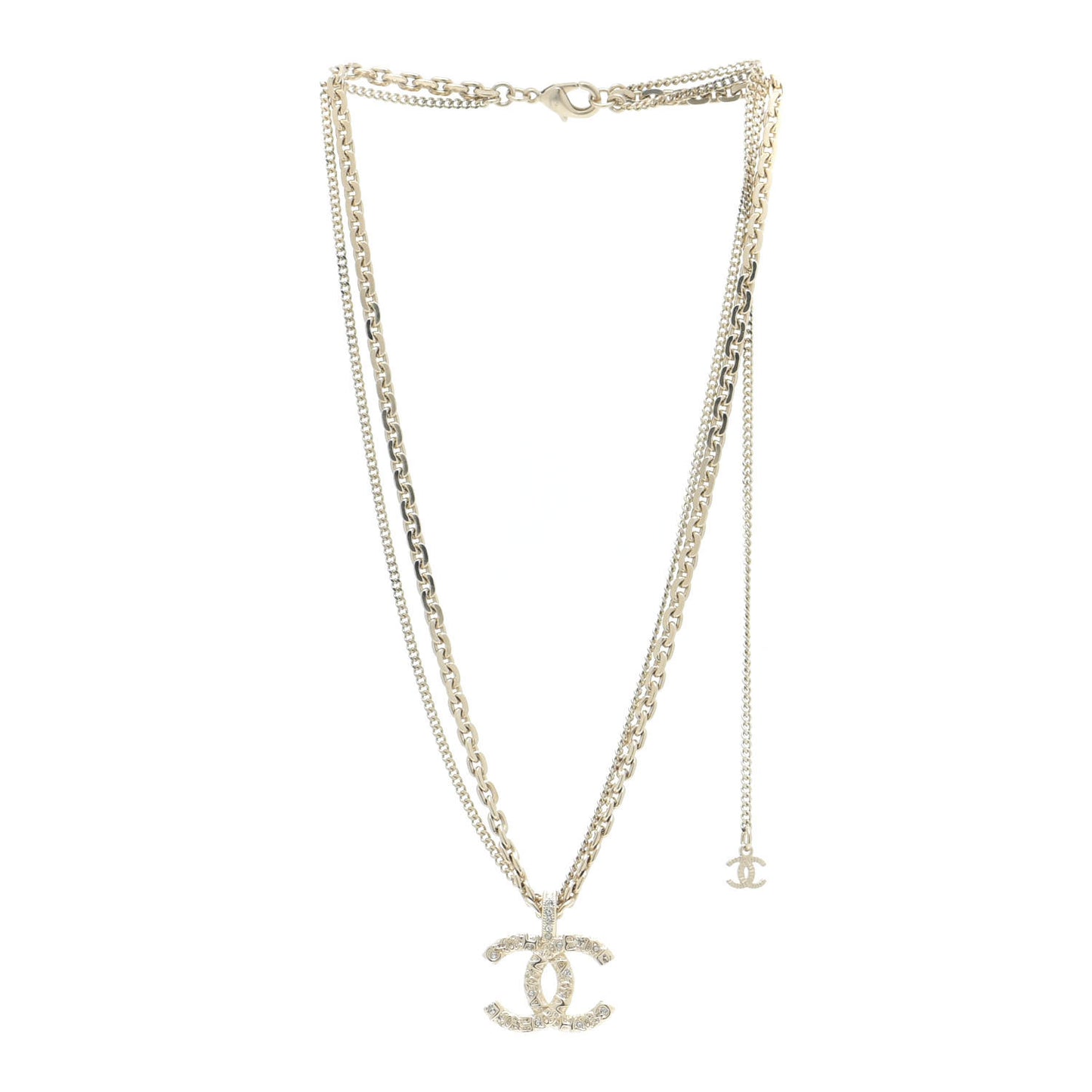 Crystal CC Multi Strand Chain Necklace Gold