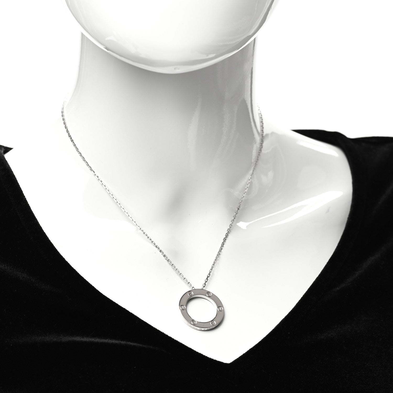 Cartier 18K White Gold LOVE Pendant Necklace 2 of 7