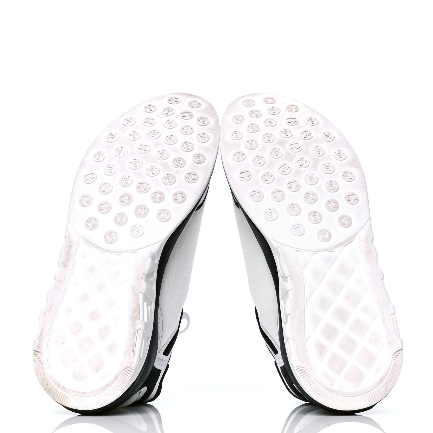Chanel Lycra Womens CC Sneakers 41 White Black 4 of 5