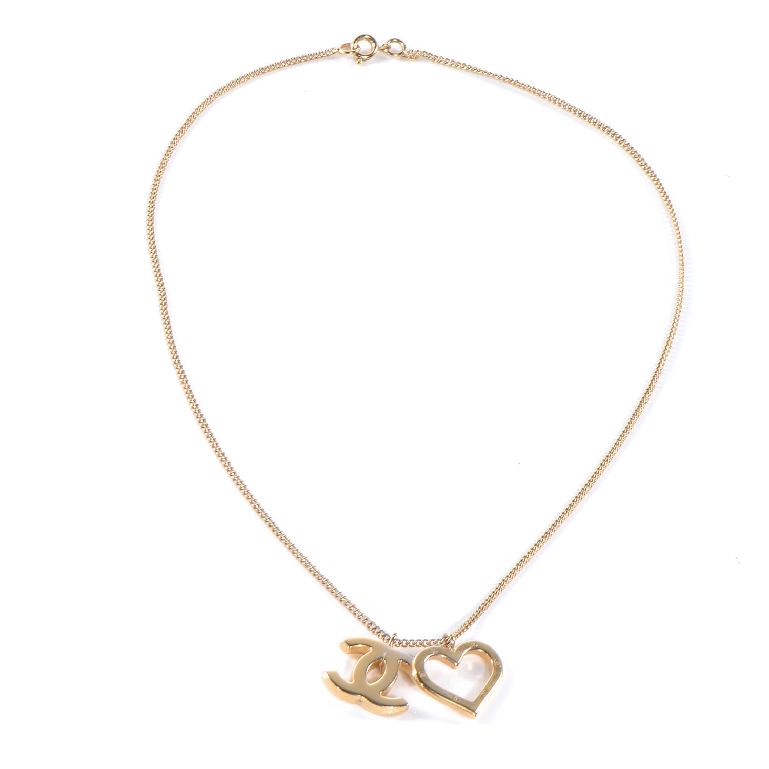 Chanel CC Heart Necklace Gold 3 of 4