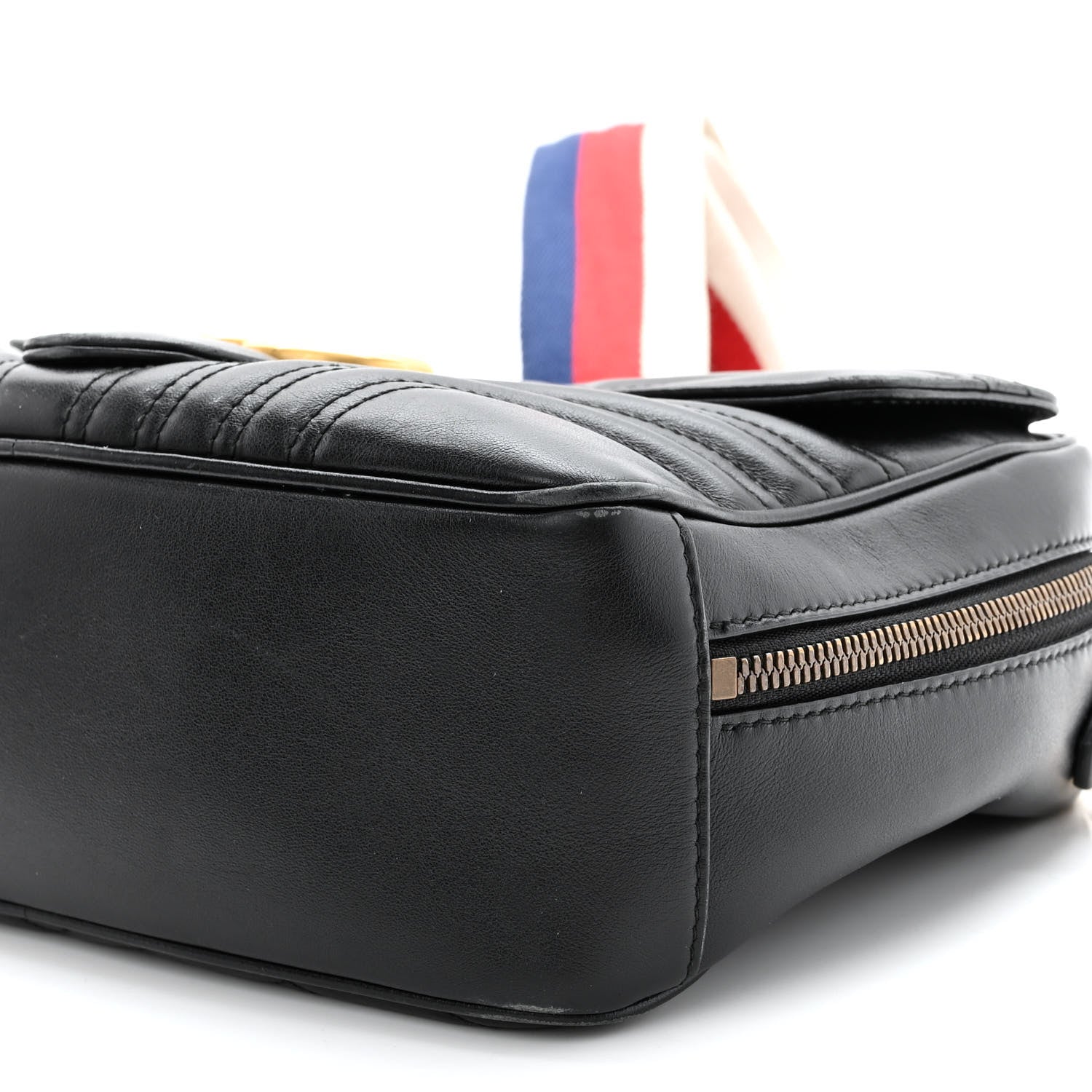 Gucci Calfskin Matelasse Sylvie Web Small GG Marmont Top Handle Shoulder Bag Black 9 of 10