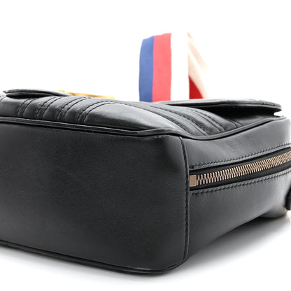Gucci Calfskin Matelasse Sylvie Web Small GG Marmont Top Handle Shoulder Bag Black 9 of 10