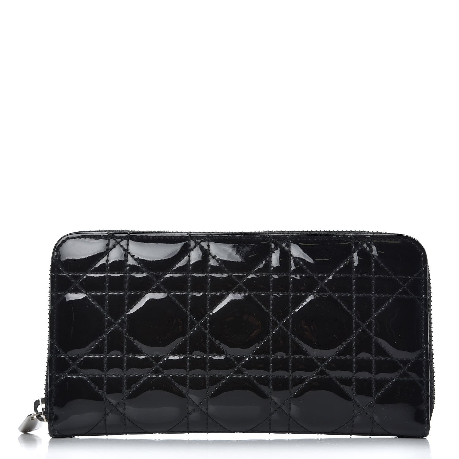 Christian Dior Patent Cannage Lady Dior Continental Zip Wallet Black 1 of 10