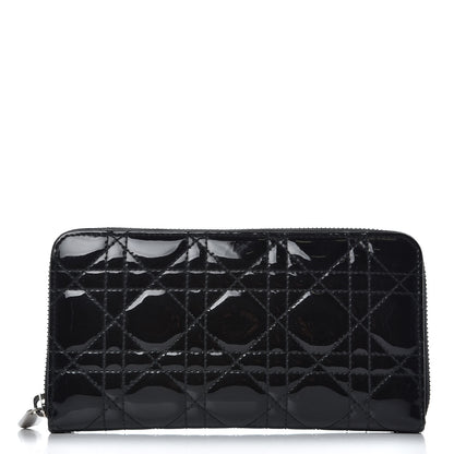 Christian Dior Patent Cannage Lady Dior Continental Zip Wallet Black 1 of 10