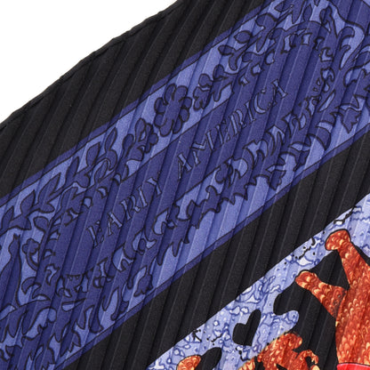 Hermes Silk Plisse Early America Scarf 90 Black Bleu Nuit Rouge 5 of 7