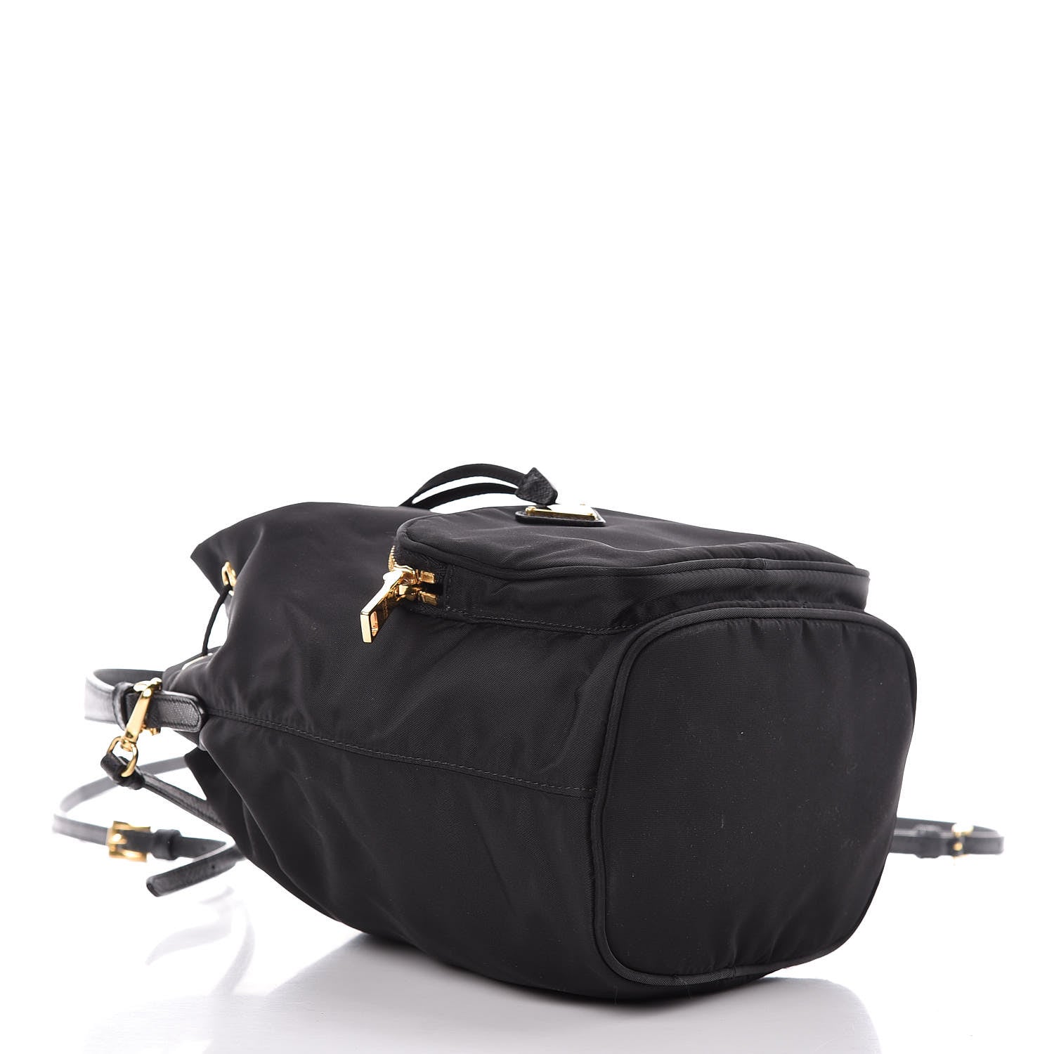 Prada Saffiano Tessuto Nylon Mini Bucket Crossbody Bag Black 4 of 9