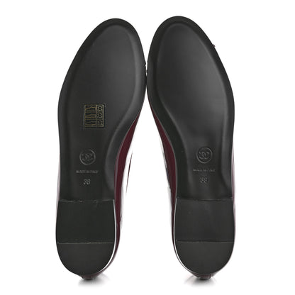 Chanel Patent Cap Toe Ballerina Flats 38 Prune 6 of 10