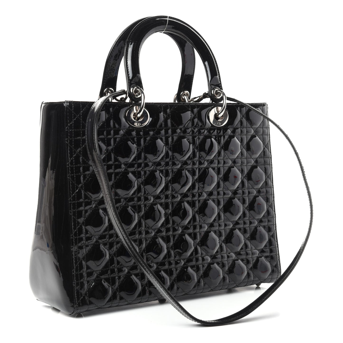 Patent Cannage Large Lady Dior Black