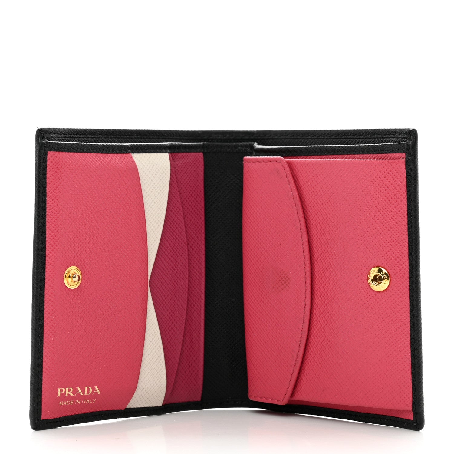 Prada Saffiano Metal Bi-Fold Wallet Black 5 of 8