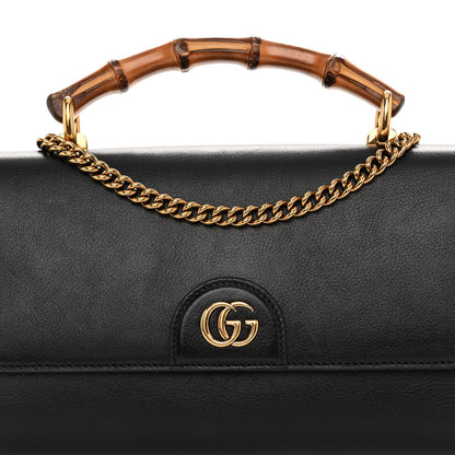 Gucci Wonka Grain Calfskin Mini Diana Bamboo Top Handle Shoulder Bag Black 7 of 9