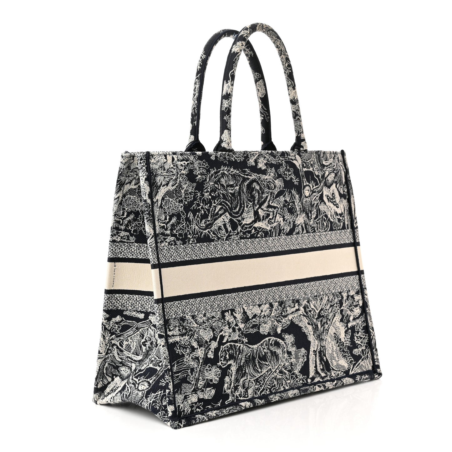 Canvas Embroidered Large Dioriviera Toile De Jouy Reverse Book Tote Blue