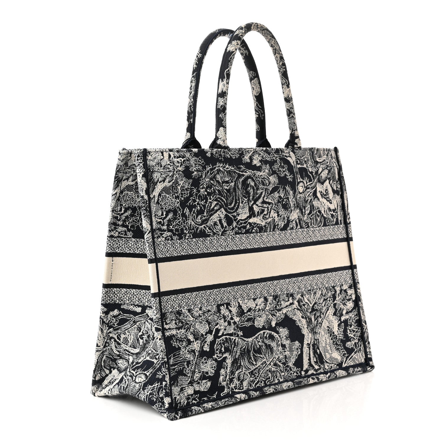 Christian Dior Canvas Embroidered Large Dioriviera Toile De Jouy Reverse Book Tote Blue 3 of 13