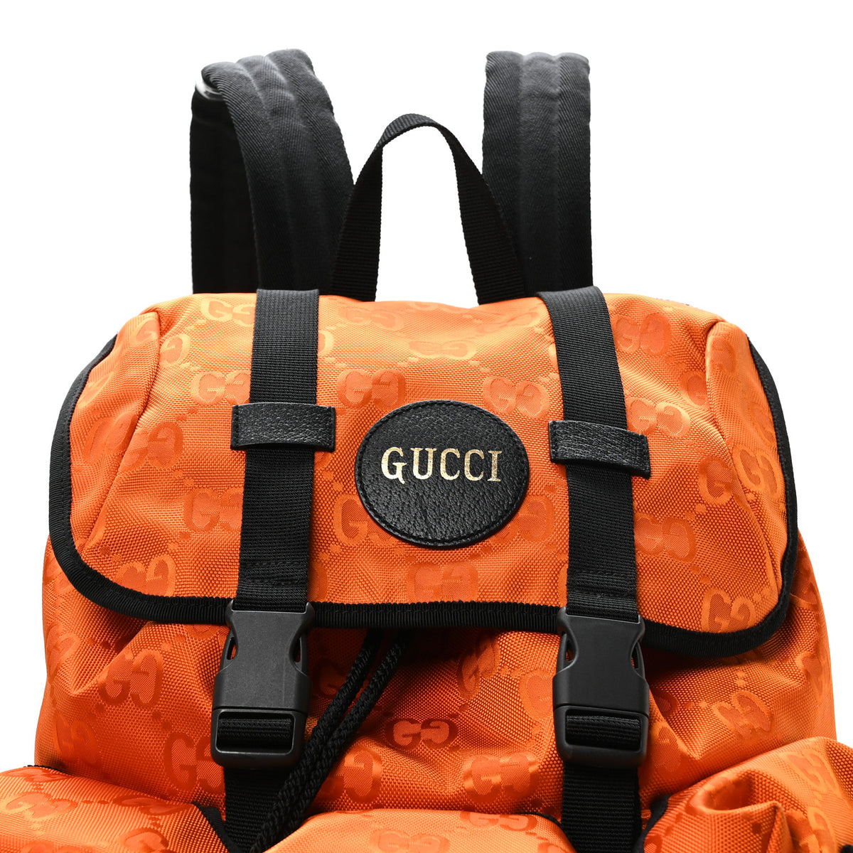 Gucci Econyl Nylon Monogram Off The Grid Utility Pocket Backpack Carrot Orange Black 8 of 11