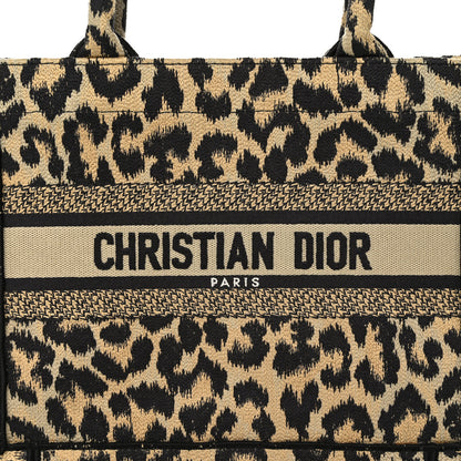 Christian Dior Canvas Mizza Embroidered Small Leopard Book Tote Beige 8 of 12