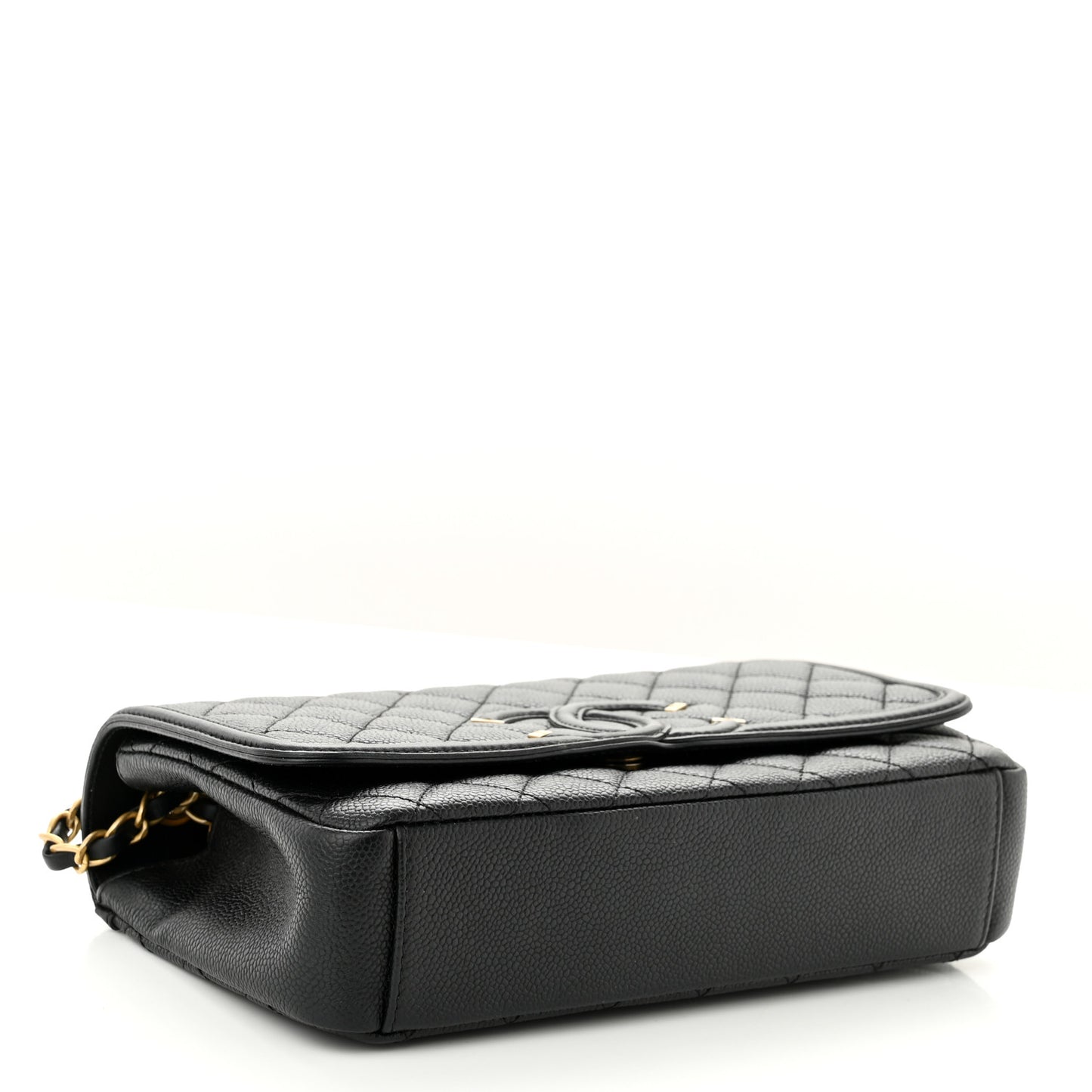 Caviar Quilted Medium CC Filigree Flap Black