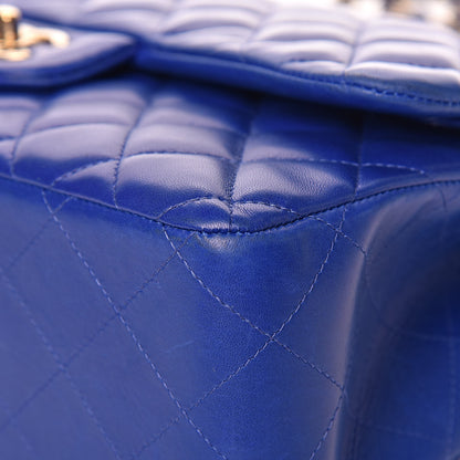 Chanel Lambskin Quilted Jumbo Double Flap Blue 16 of 22