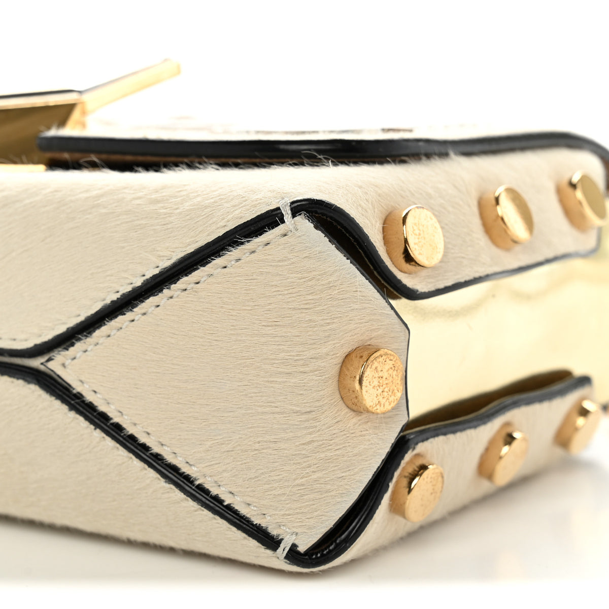 Jimmy Choo Calf Hair Mirror Embellished Lockett Petite Shoulder Bag White 11 of 13