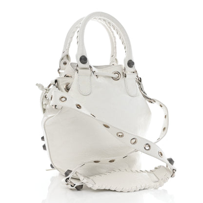 Balenciaga Agneau Arena Small Le Cagole Bucket Bag Optic White 3 of 9