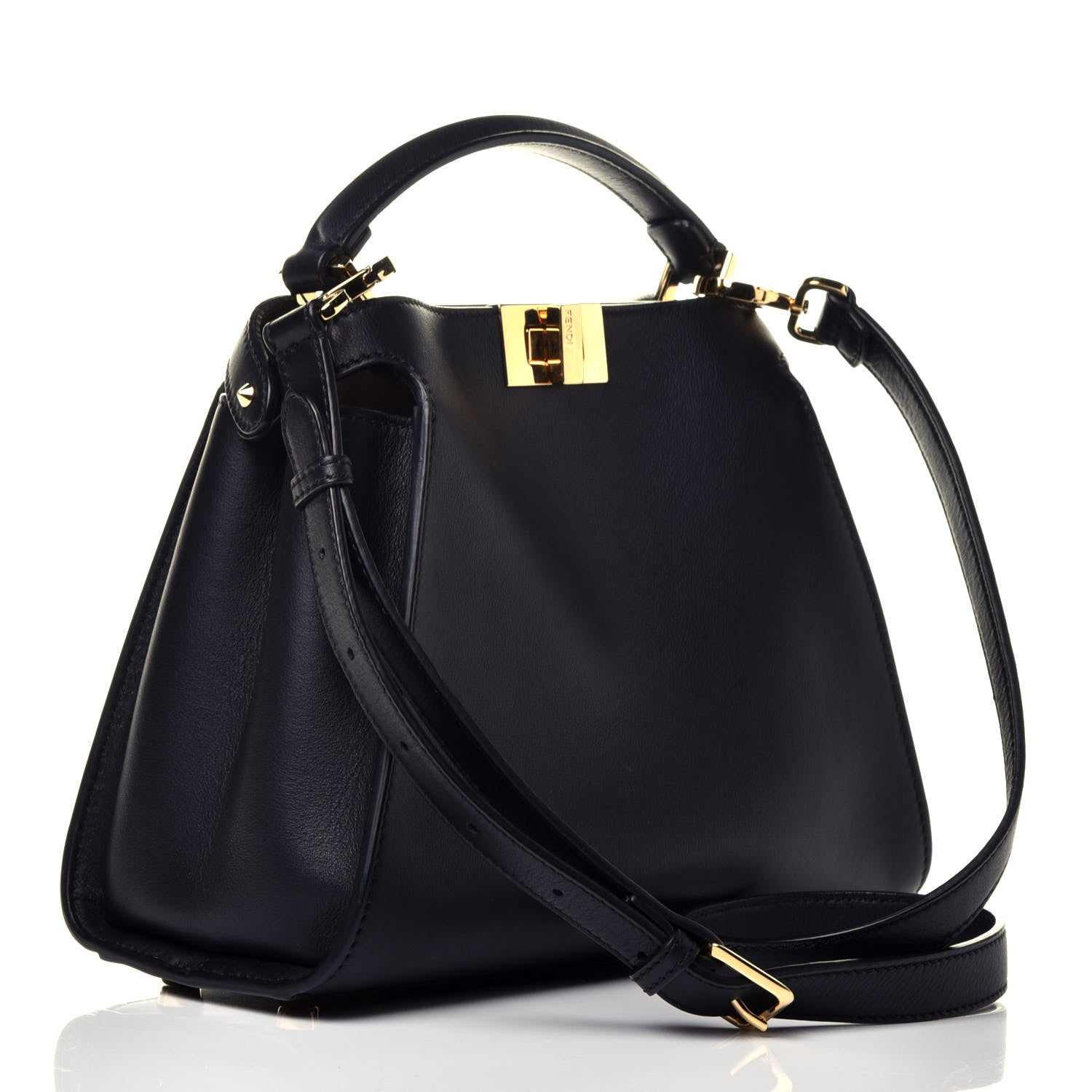 Fendi Vitello Tahiti Burro Medium Peekaboo Iconic Essentially Satchel Black Corda 4 of 11