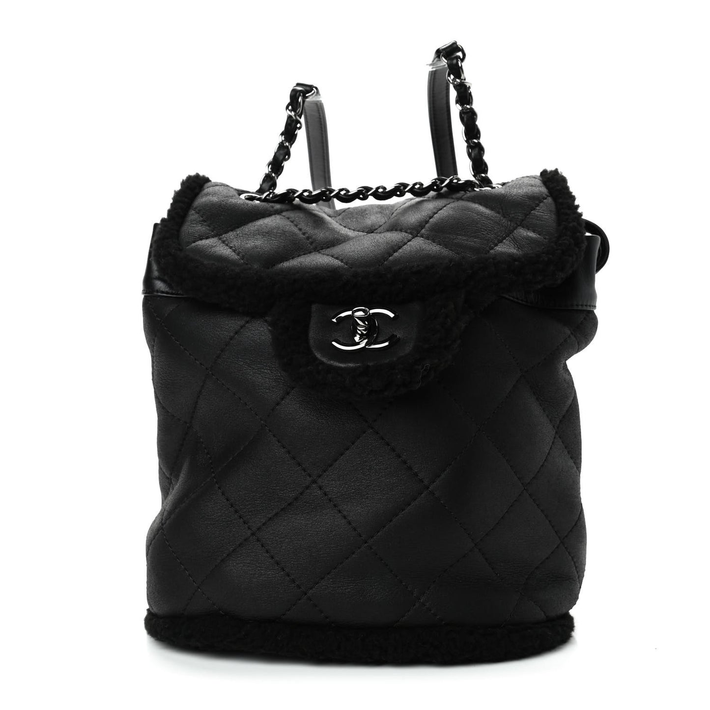 Lambskin Shearling Coco Neige Backpack Black
