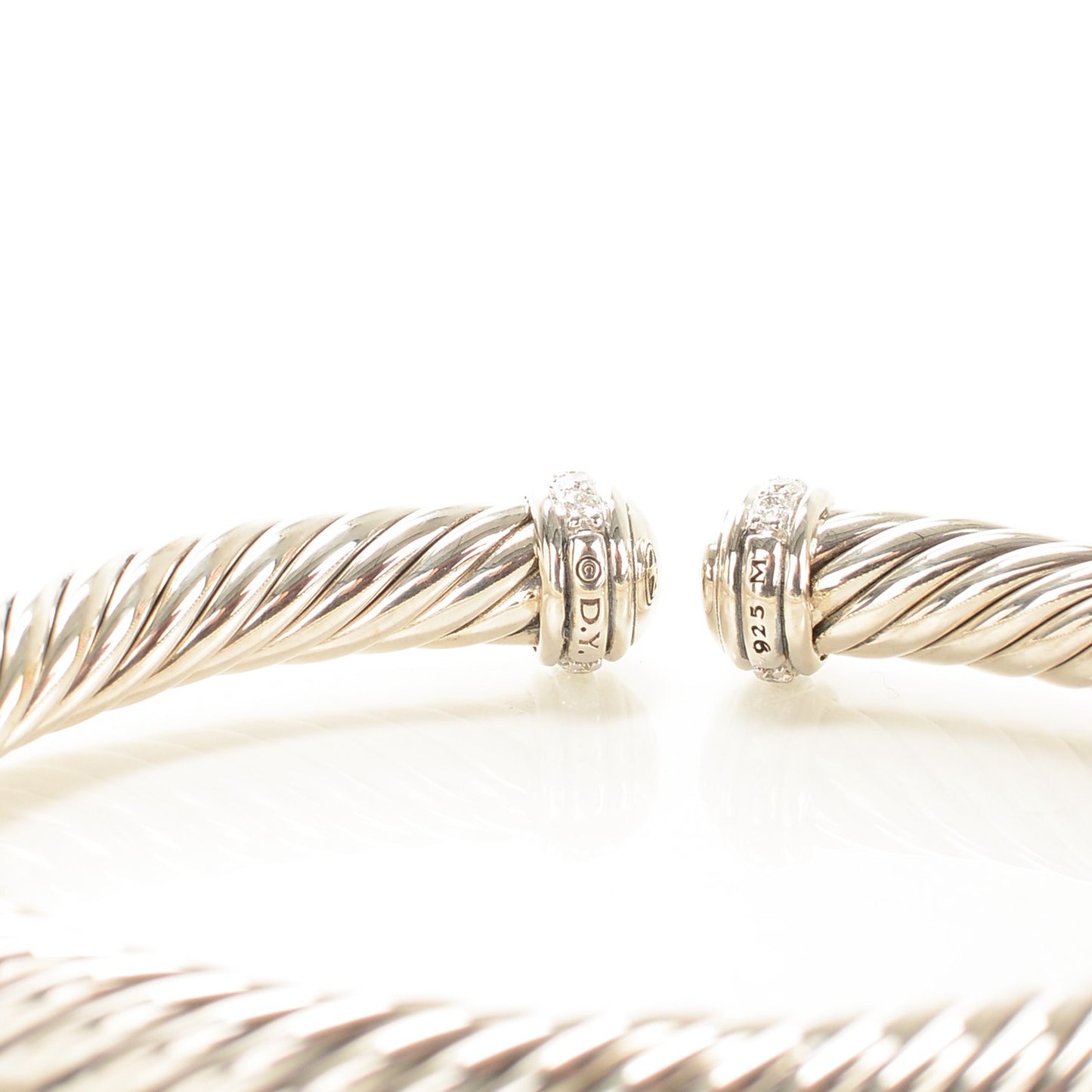 Sterling Silver Pave Diamond 7mm Cablespira Bracelet