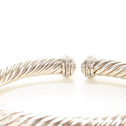 David Yurman Sterling Silver Pave Diamond 7mm Cablespira Bracelet 4 of 5