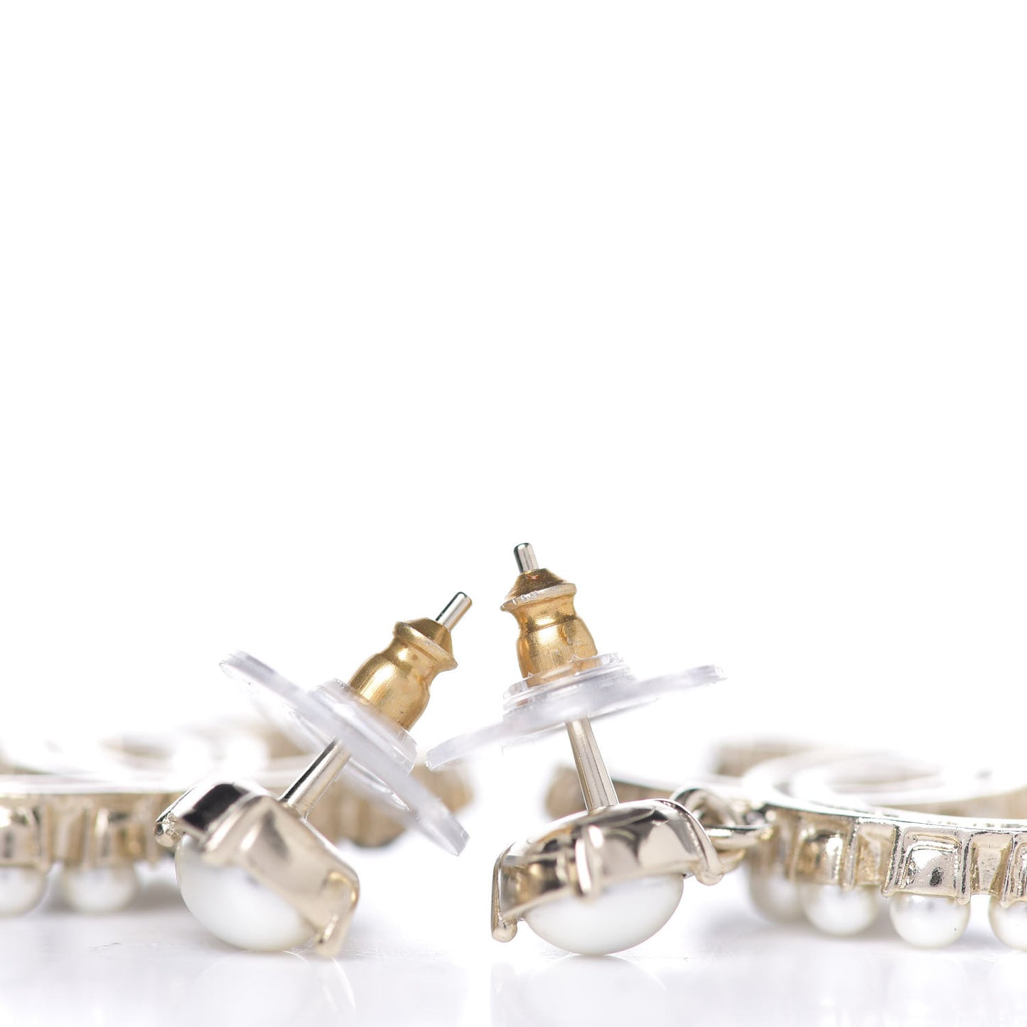 Resin Pearl Dazzling Domino CC Drop Earrings Gold Black