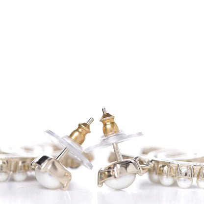 Chanel Resin Pearl Dazzling Domino CC Drop Earrings Gold Black 2 of 3