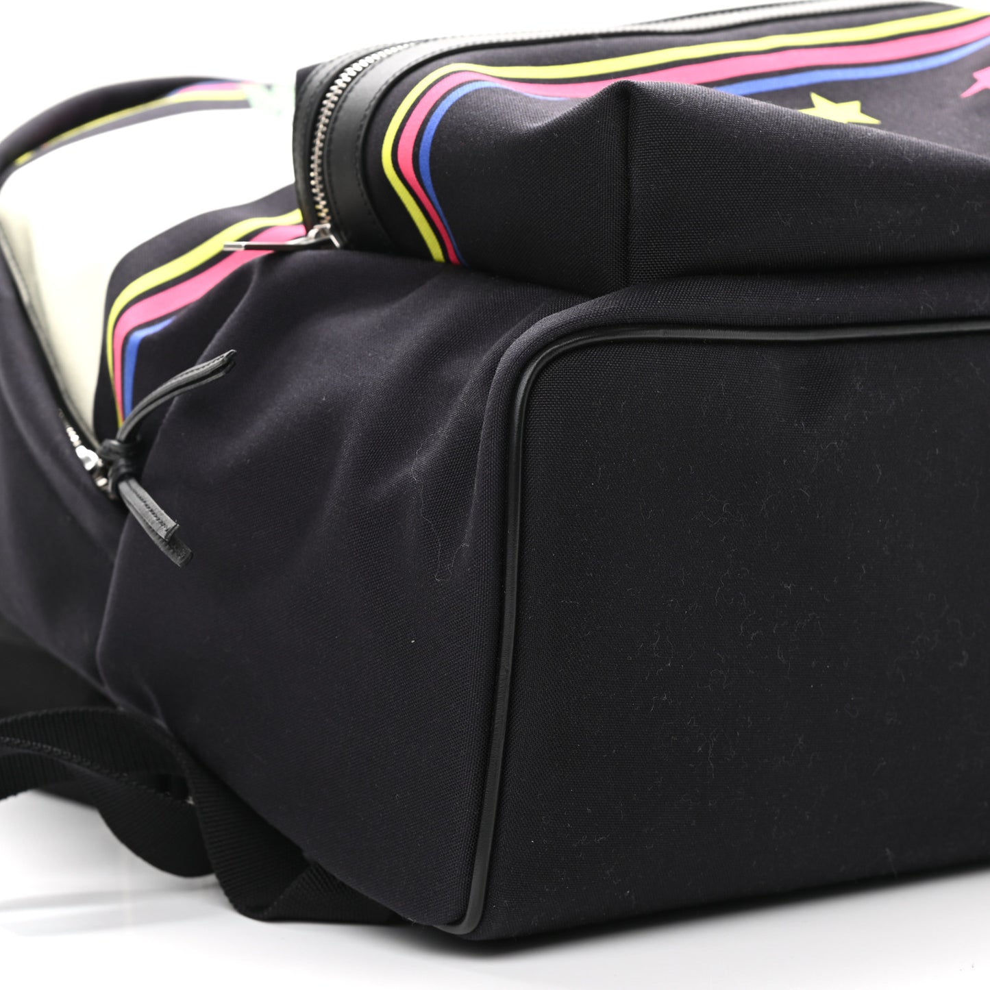 Nylon Twill Dinosaur Print City Backpack Black Multicolor