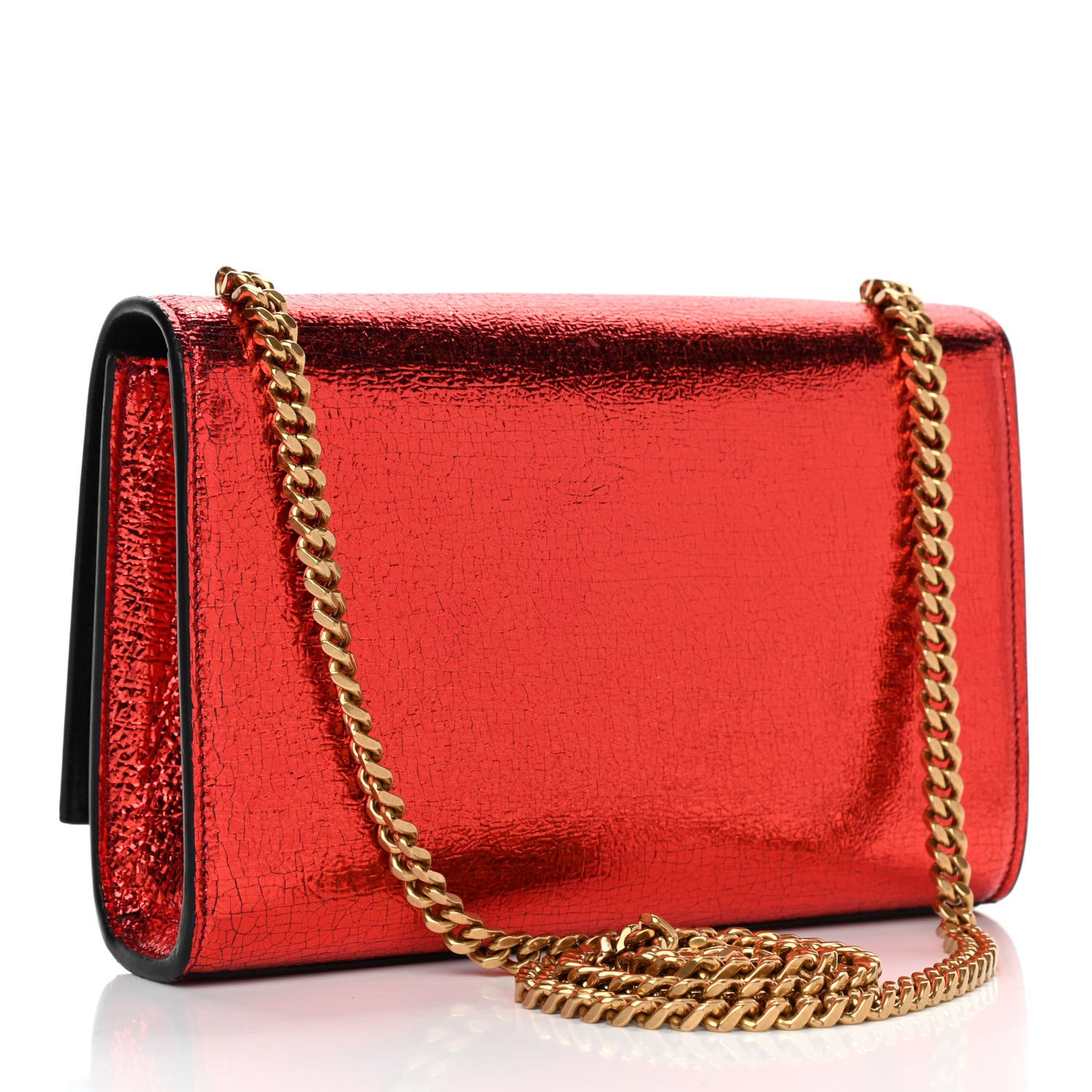 Saint Laurent Metallic Calfskin Small Classic Monogram Kate Satchel Cherry 2 of 4
