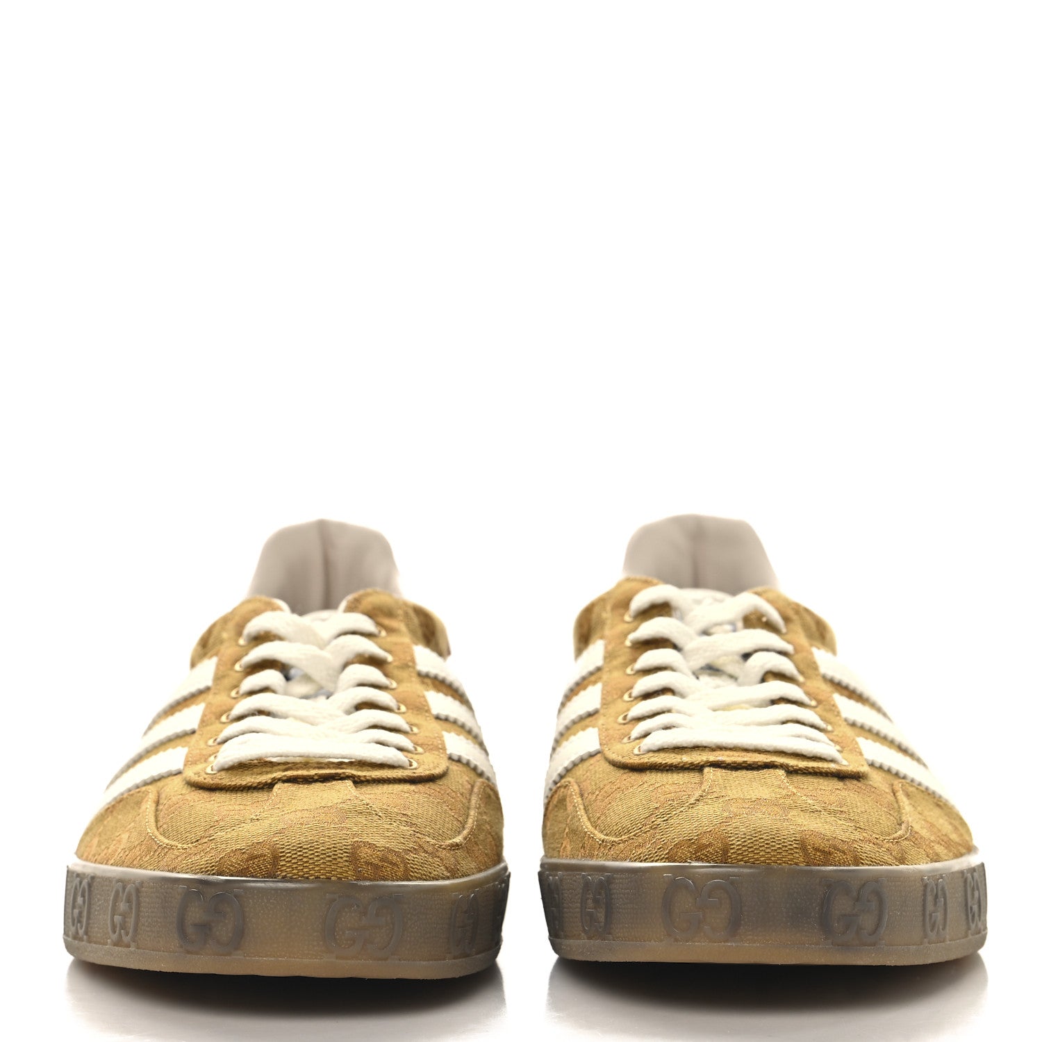 Gucci X ADIDAS Vintage GG Monogram Mens Gazelle Sneakers 11 Mid Natural Nut Off White 3 of 9