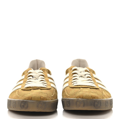 Gucci X ADIDAS Vintage GG Monogram Mens Gazelle Sneakers 11 Mid Natural Nut Off White 3 of 9